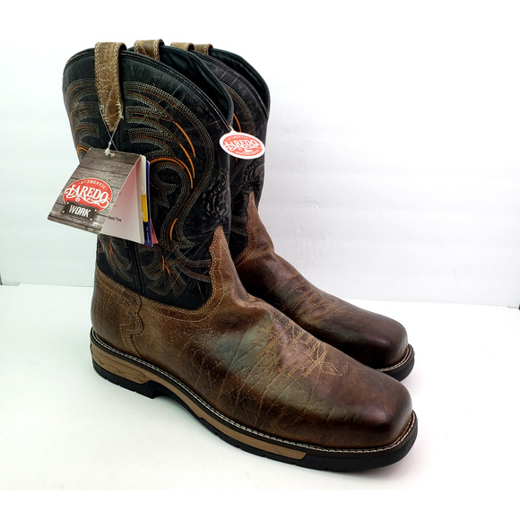 Laredo Work 11" Mens Size 15 D Brown Leather Steel Toe Western Cowboy Boots 6920